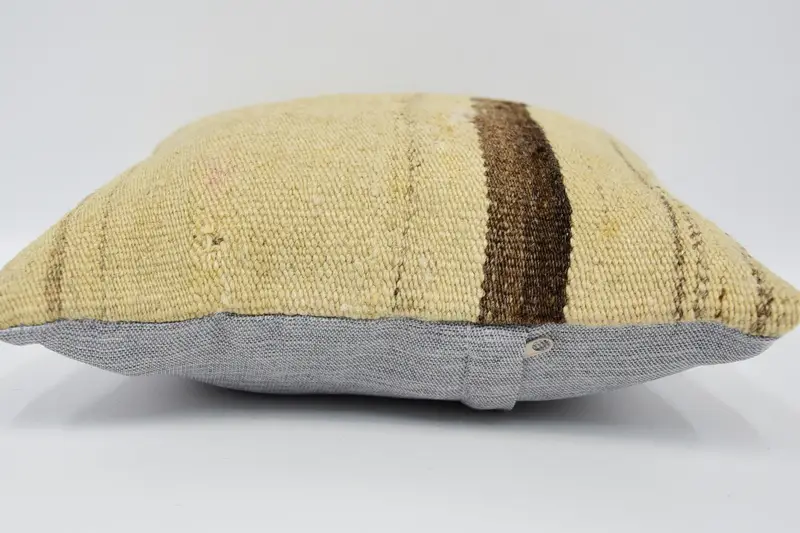 Turkish Kilim Pillow, Aesthetic Cushion Cover, Pillow for Couch, Handmade Kilim Cushion, Office Chair Cushion Case, 12x12 Beige Cushion Case, Pillow - 5