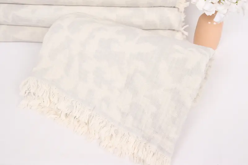 94x86 Cotton Floral Design Towel, Bridal Shower Gift, Custom Wedding Gifts, First Wedding Anniversary Gift, Valentines Gift, Woven Blanket - 4