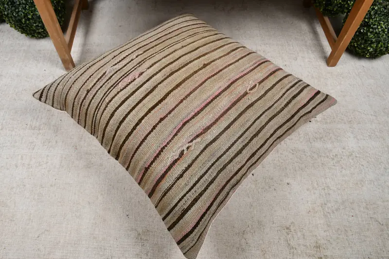 32x32 Beige Pillow Case, Turkish Pillow, Farmhouse Pillow Sham, Boho Pillow Sham Cover, Pillow Case, Pillow for Sofa, Muted Cushion Cover - 8