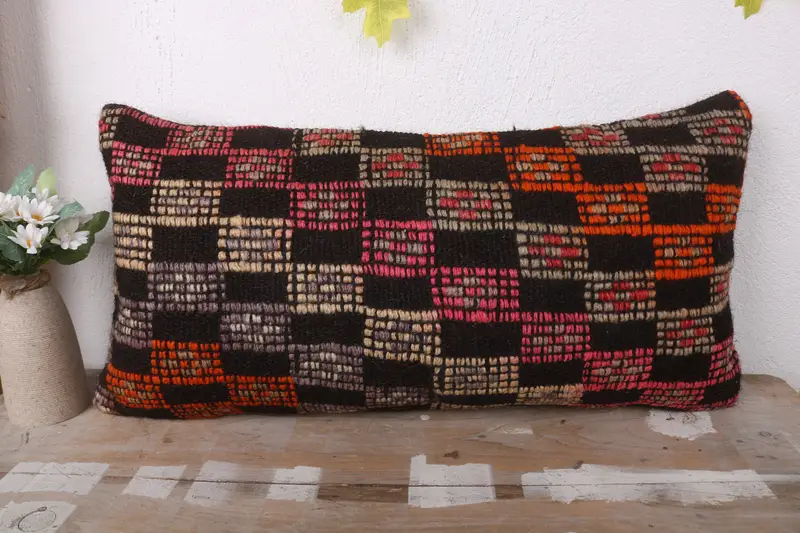 Meditation Pillow Case, Pillow, Antique Pillows, Ethnic Throw Pillow Sham, Pillow for Sofa, 12x24 Brown Cushion, Boho Pillow Sham Cover - 2