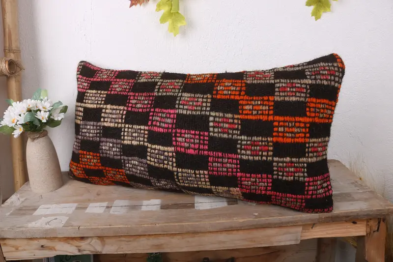 Meditation Pillow Case, Pillow, Antique Pillows, Ethnic Throw Pillow Sham, Pillow for Sofa, 12x24 Brown Cushion, Boho Pillow Sham Cover - 4
