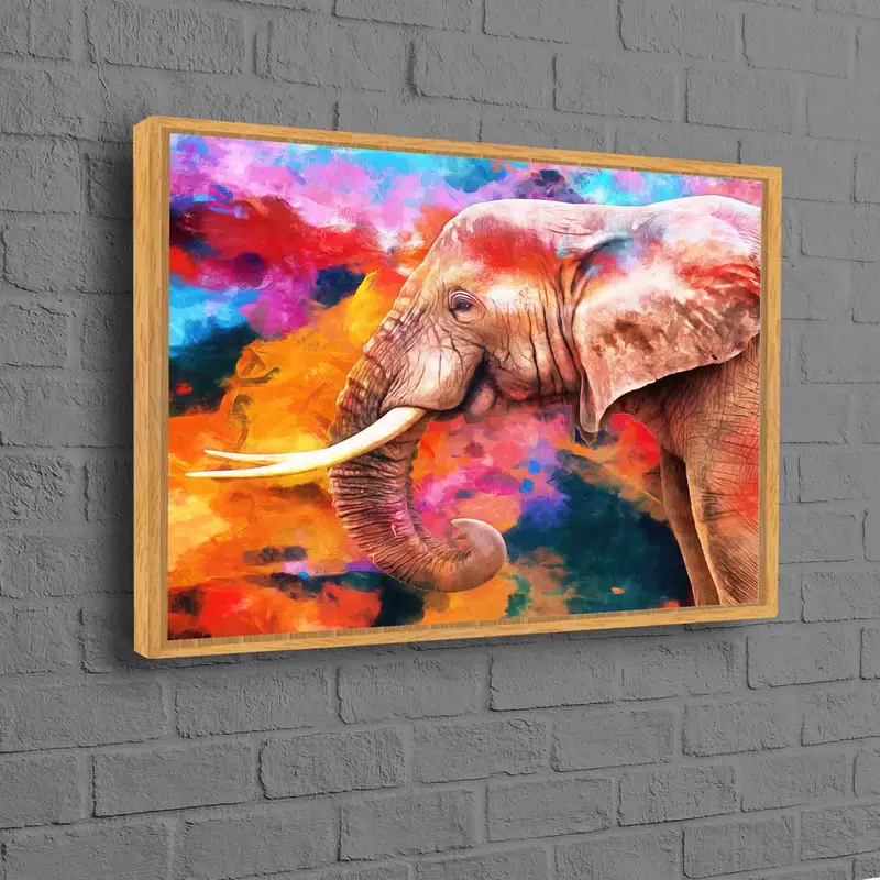 モダンな抽象的な象のキャンバス: 鮮やかなサファリの装飾
