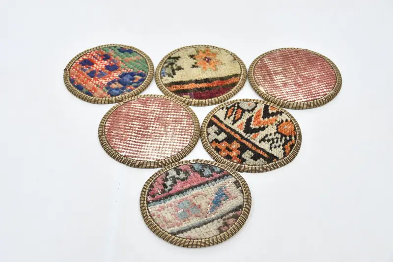 Posavasos rosas y naranjas, posavasos de alfombras únicos