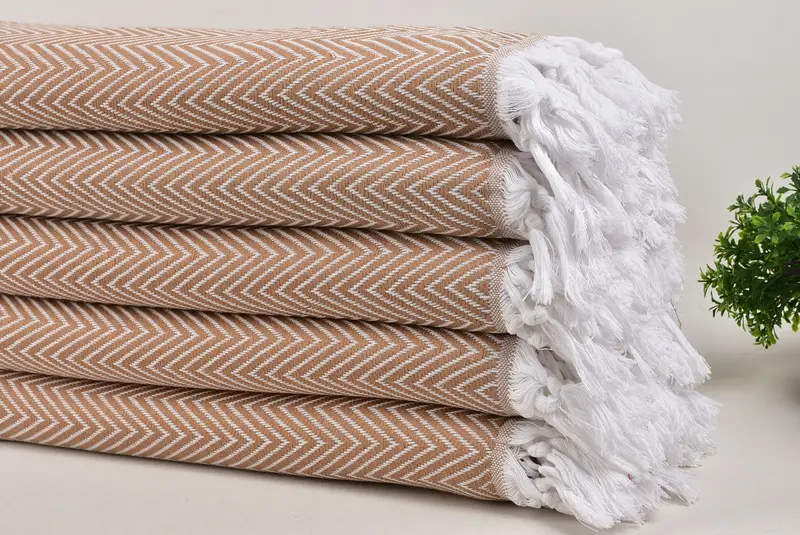 Organic Beach Blanket, 96x80 Cotton Chevron Towel, Bride Gift, Bridal Shower Gift, Wedding Favors, Bachelorette Party Items, Custom Blanket - 3