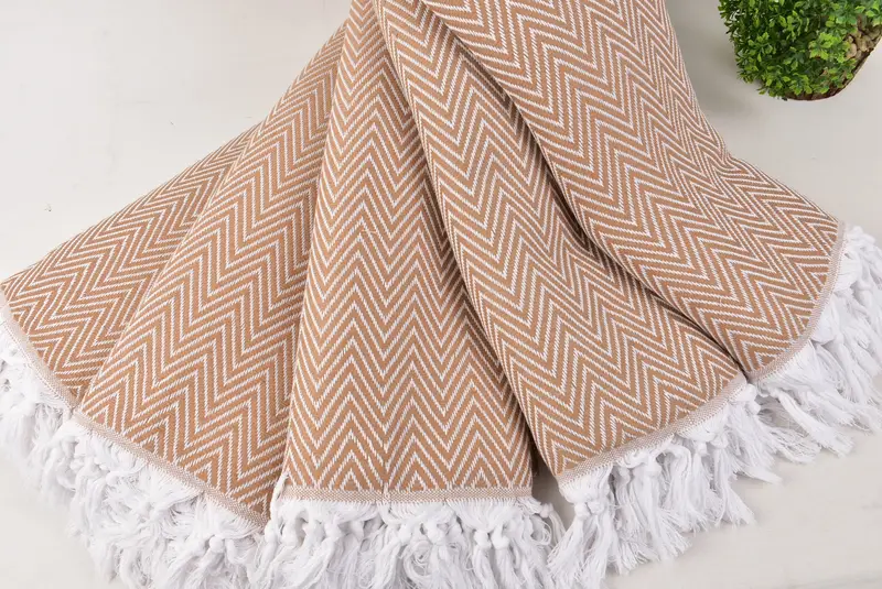 Organic Beach Blanket, 96x80 Cotton Chevron Towel, Bride Gift, Bridal Shower Gift, Wedding Favors, Bachelorette Party Items, Custom Blanket - 4