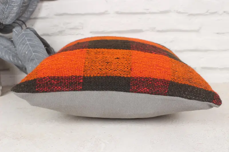 Gift Pillow, Cushion Case, Turkish Bench Cushion Cover, Boho Pillow, Interior Designer Pillow, 14x14 Orange Cushion Case, Nomadic Cushion Case - 5