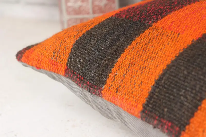 Gift Pillow, Cushion Case, Turkish Bench Cushion Cover, Boho Pillow, Interior Designer Pillow, 14x14 Orange Cushion Case, Nomadic Cushion Case - 7
