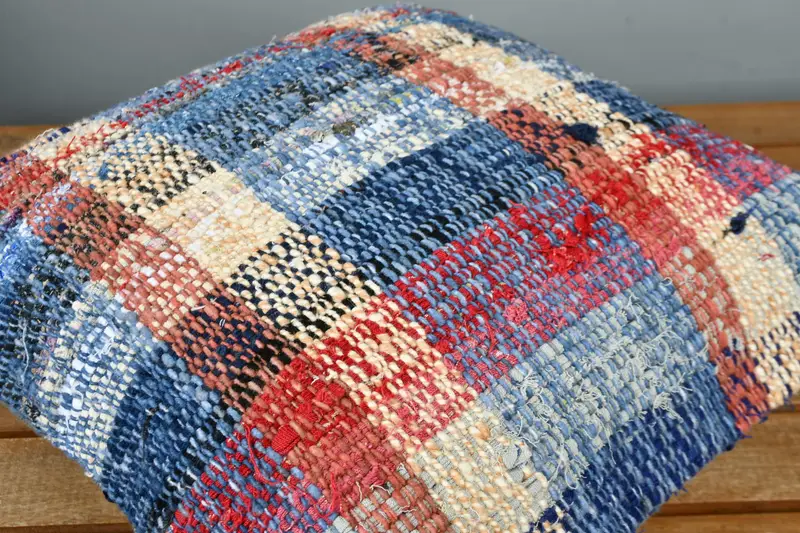 Crochet Pattern Pillow Cover, Pillow for Sofa, 16x16 Blue Pillow, Handwoven Pillow Cover Pillow Case, Vintage Pillow, Kilim Pillow Cover, Cushion - 4