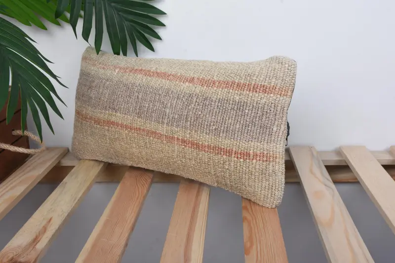 Throw Kilim Pillow, Cushion, Kilim Pillow, Custom Pillow Case, Neutral Throw Pillow Sham, 8x16 Beige Cushion, Vintage Pillow, Pillow for Couch - 5