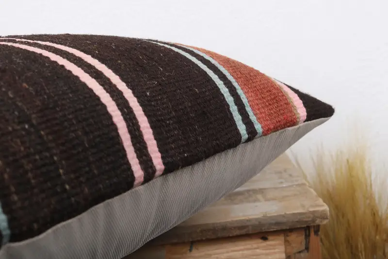 20x20 Brown Cushion Case, Customized Pillow Case, Handmade Kilim Cushion, Decorative Bolster Cushion, Vintage Pillow, Cushion Cover, Pillow for Sofa - 6
