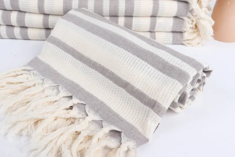 Sand-resistant towel, Organic towel, 70x34 Cotton Striped Towel, Boyfriend Christmas Gift, Turkish hand towel, Hammam Towel USA, Monogram Towels - 4