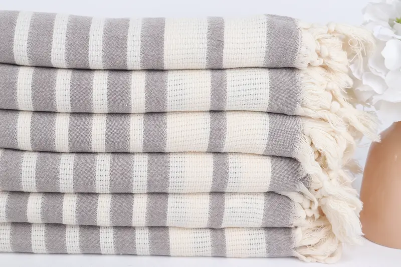 Sand-resistant towel, Organic towel, 70x34 Cotton Striped Towel, Boyfriend Christmas Gift, Turkish hand towel, Hammam Towel USA, Monogram Towels - 3
