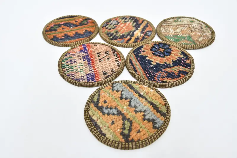 Posavasos redondos bohemios, posavasos marrones y bronce