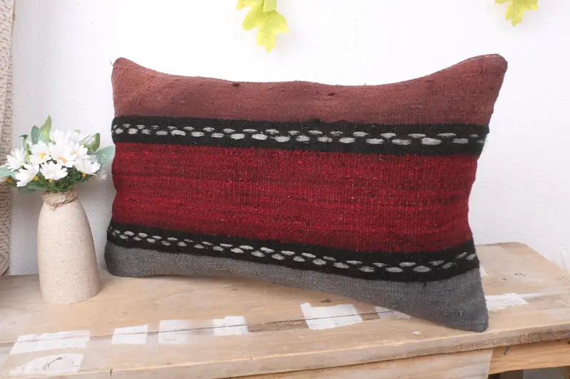 Boho Pillow, Outdoor Bolster Pillow, Throw Kilim Pillow, Pastel Pillow Cover, Pillow Sham, Turkish Pillow, 12x20 Purple Pillow - 4