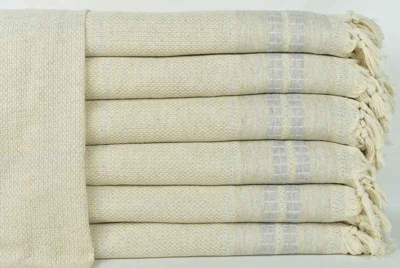 Bridal Shower Gift, Turkish Blanket, Turkish Bedspread, Monogram Beach Blanket, Woven Throw Blanket, Valentines Gift, 96x94 Linen Striped Towel - 1