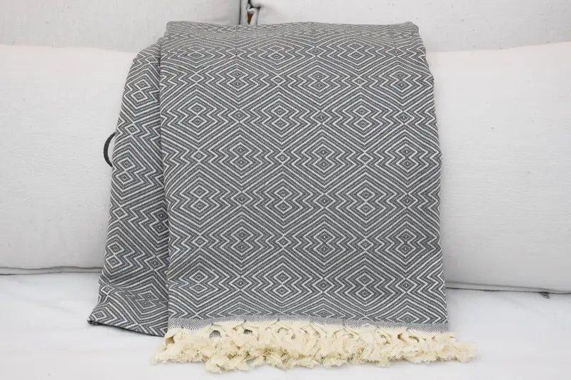 92x80 Cotton Diamond Towel, Christmas Gift Tags, Monogram Blanket, Monogram Beach Blanket, Woven Throw Blanket, Personalized Blanket - 5