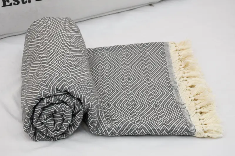 92x80 Cotton Diamond Towel, Christmas Gift Tags, Monogram Blanket, Monogram Beach Blanket, Woven Throw Blanket, Personalized Blanket - 6