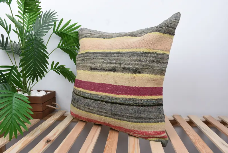 Cushion Cover, Tapestry Cushion, 24x24 Brown Pillow, Comfy Throw Pillow Cover, Kilim Cushion Sham, Vintage Pillow, Gift Pillow, Retro Cushion Cover - 5
