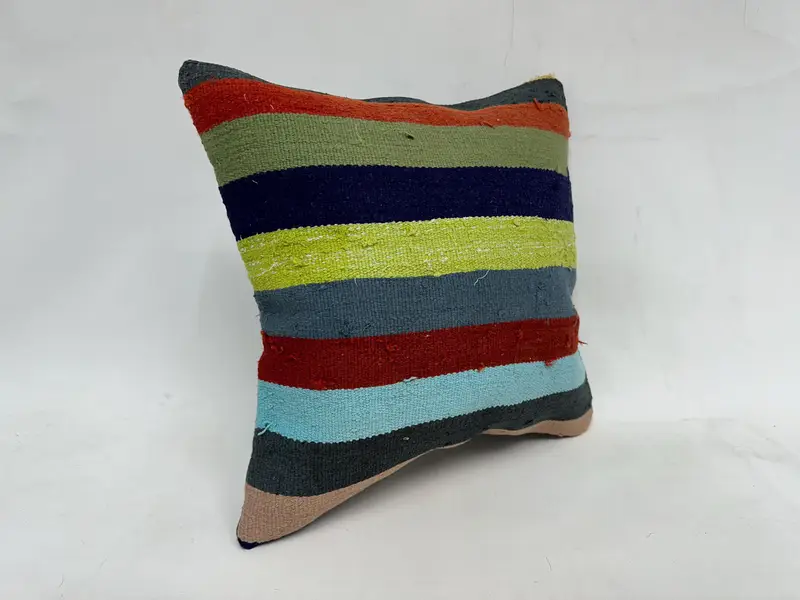 Turkish Kilim Pillow, Boho Pillow Sham Cover, 20x20 Green Cushion Cover, Traditional Cushion Cover, Pillow for Sofa, Colorful Pillow Sham, Pillow - 3