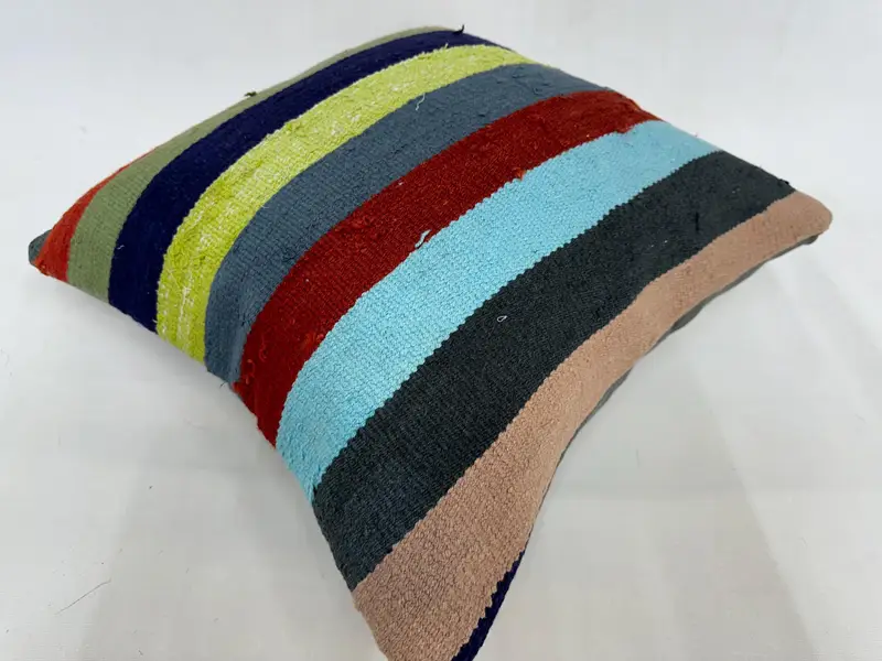 Turkish Kilim Pillow, Boho Pillow Sham Cover, 20x20 Green Cushion Cover, Traditional Cushion Cover, Pillow for Sofa, Colorful Pillow Sham, Pillow - 6