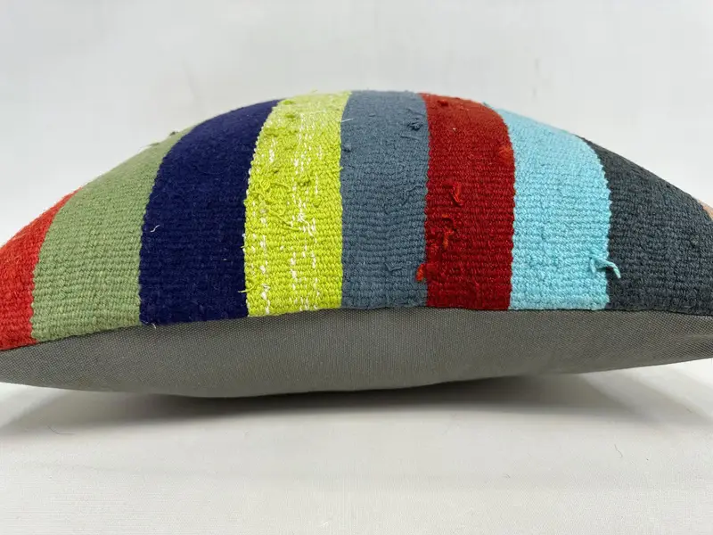 Turkish Kilim Pillow, Boho Pillow Sham Cover, 20x20 Green Cushion Cover, Traditional Cushion Cover, Pillow for Sofa, Colorful Pillow Sham, Pillow - 5