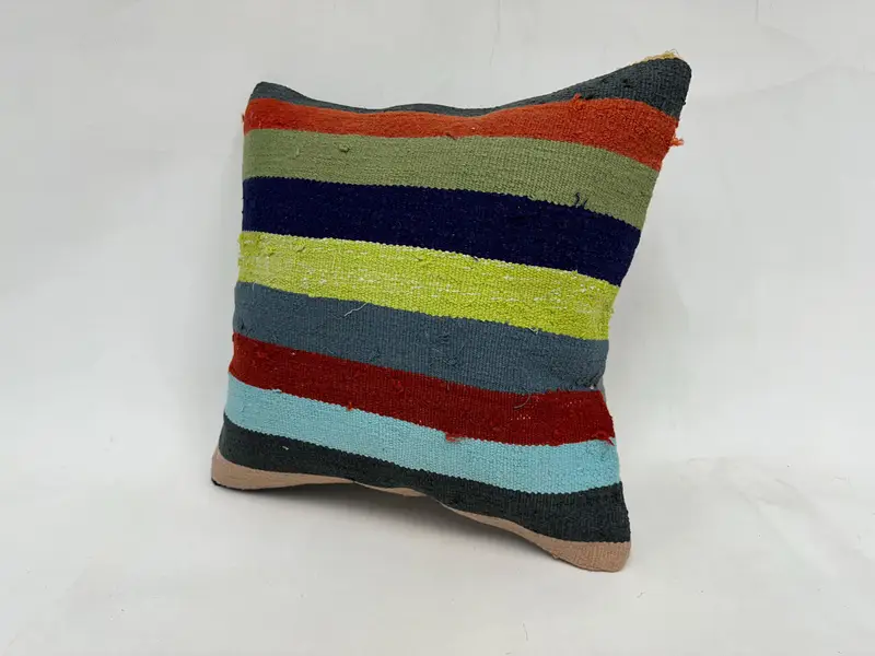 Turkish Kilim Pillow, Boho Pillow Sham Cover, 20x20 Green Cushion Cover, Traditional Cushion Cover, Pillow for Sofa, Colorful Pillow Sham, Pillow - 4