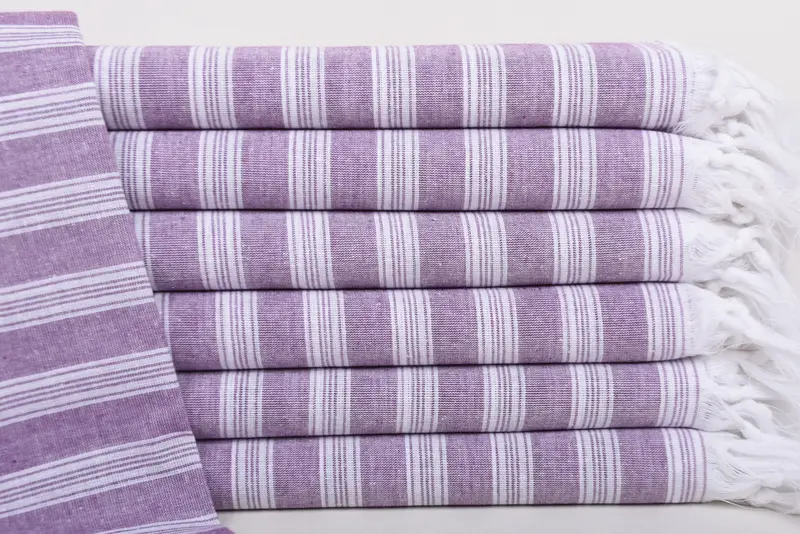 Damson Striped Personalized Organic Cotton Towel, Bridesmaid Gift, 70x40 Inches