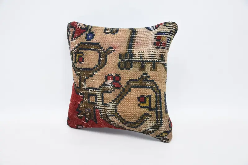 Cushion, Crochet Pattern Cushion, Gift Pillow, Cotton Cushion, Kilim Pillow Cover, 12x12 Red Cushion, Throw Kilim Pillow, Aesthetic Cushion Case - 4