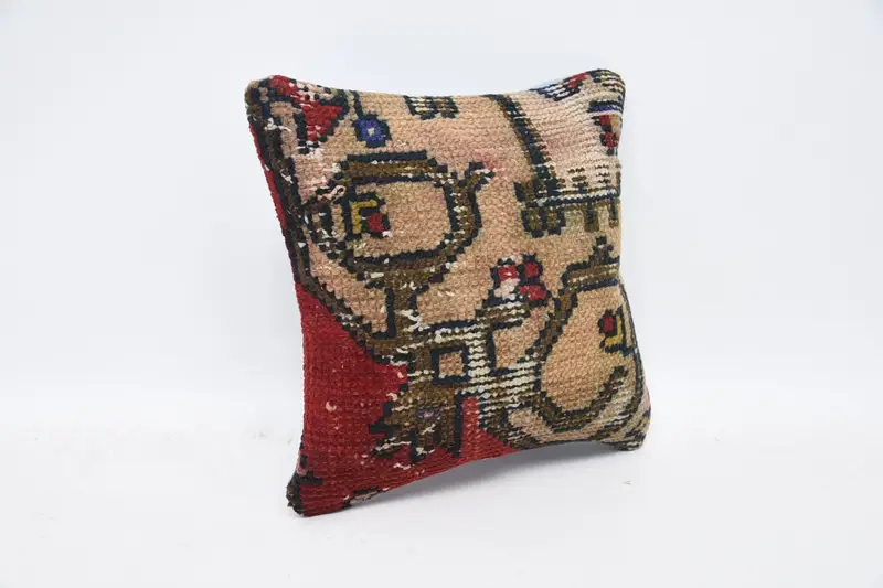 Cushion, Crochet Pattern Cushion, Gift Pillow, Cotton Cushion, Kilim Pillow Cover, 12x12 Red Cushion, Throw Kilim Pillow, Aesthetic Cushion Case - 3
