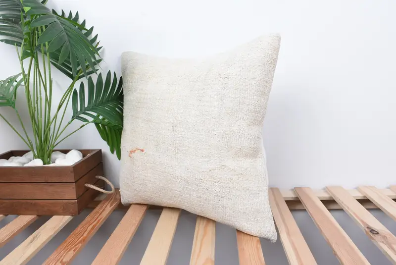 Kilim Cushion Sham, Floor Pillow Cover, Throw Kilim Pillow, Aztec Pillow Cover, Cushion Cover, 18x18 White Pillow, Antique Pillows - 5