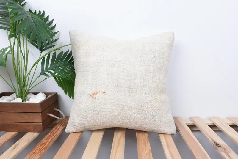 Kilim Cushion Sham, Floor Pillow Cover, Throw Kilim Pillow, Aztec Pillow Cover, Cushion Cover, 18x18 White Pillow, Antique Pillows - 1
