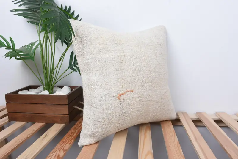 Kilim Cushion Sham, Floor Pillow Cover, Throw Kilim Pillow, Aztec Pillow Cover, Cushion Cover, 18x18 White Pillow, Antique Pillows - 4