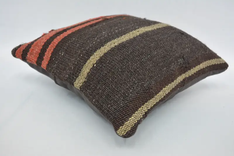 Vintage Throw Cushion Cover, Cushion, Interior Designer Pillow, Antique Pillows, 12x12 Black Cushion, Handmade Kilim Cushion - 6