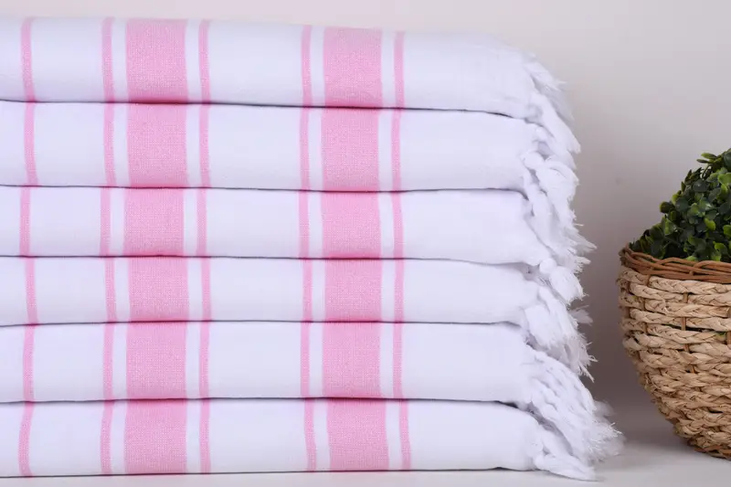 Organic Towel, Quick-dry towel, Hammam towel, Turkish towel bulk order for wedding gifts, Summer Gift, 68x36 Cotton Striped Terry Towel, Unique Gift - 2