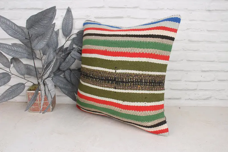 20x20 Green Pillow, Tapestry Pillow Cover, Turkish Rugs Pillow Sham, Interior Designer Pillow, Pillow Cover, Vintage Pillow, Antique Pillows - 4