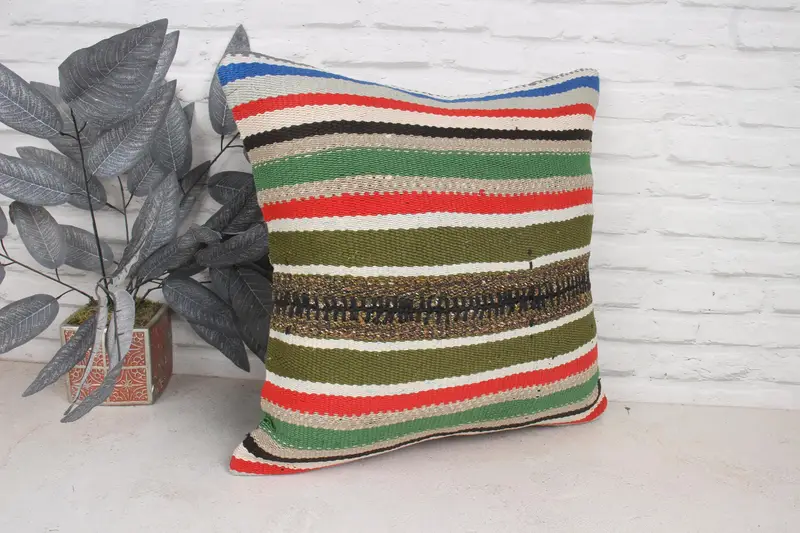 20x20 Green Pillow, Tapestry Pillow Cover, Turkish Rugs Pillow Sham, Interior Designer Pillow, Pillow Cover, Vintage Pillow, Antique Pillows - 3