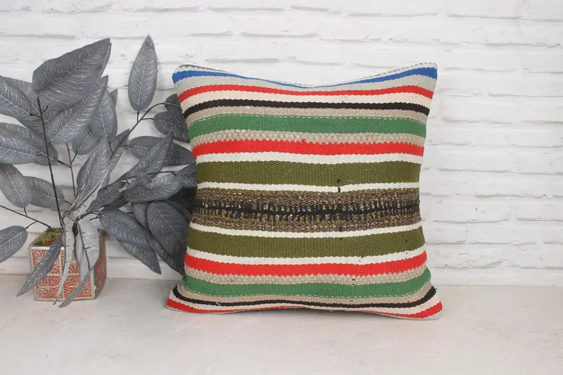 20x20 Green Pillow, Tapestry Pillow Cover, Turkish Rugs Pillow Sham, Interior Designer Pillow, Pillow Cover, Vintage Pillow, Antique Pillows - 1