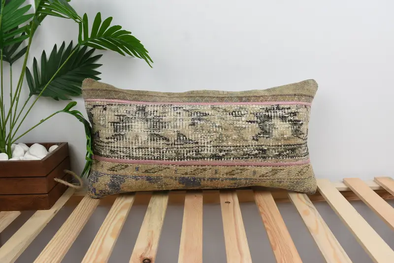 Bohemian Cushion Pillow Sham, 12x24 Brown Pillow Case, Kilim Pillow, Kilim Cushion Sham, Cozy Throw Pillow, Antique Pillows, Floor Cushion, Cushion - 1