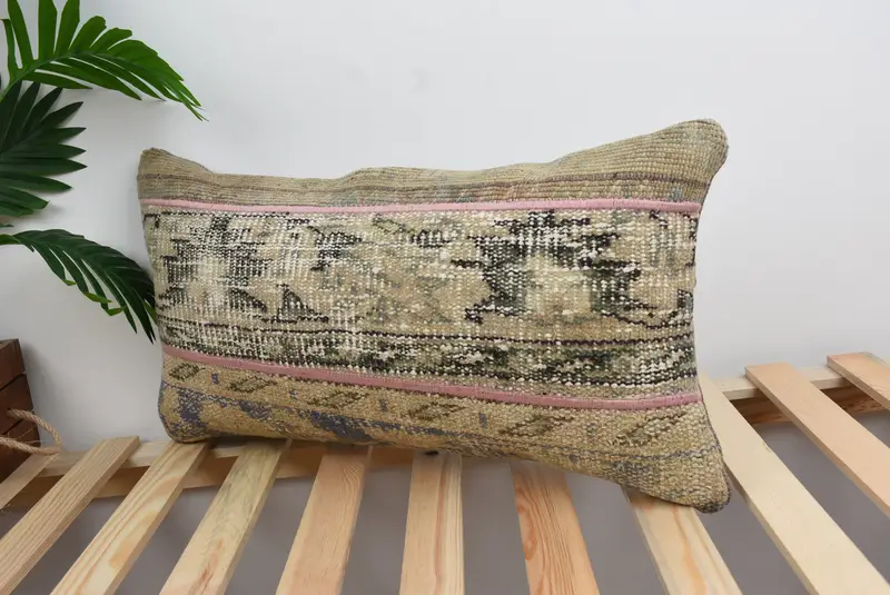 Bohemian Cushion Pillow Sham, 12x24 Brown Pillow Case, Kilim Pillow, Kilim Cushion Sham, Cozy Throw Pillow, Antique Pillows, Floor Cushion, Cushion - 5