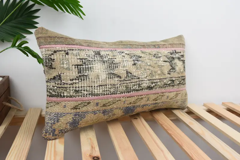 Bohemian Cushion Pillow Sham, 12x24 Brown Pillow Case, Kilim Pillow, Kilim Cushion Sham, Cozy Throw Pillow, Antique Pillows, Floor Cushion, Cushion - 4