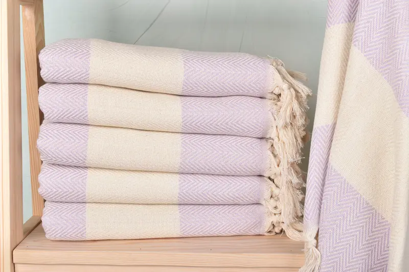 Bulk Towel Gift Light Lilac Chevron Beach Towel, 40x71 Inches