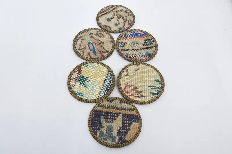 Bohemian Beige & Bronze Round Coaster, Stylish Bohemian Coaster