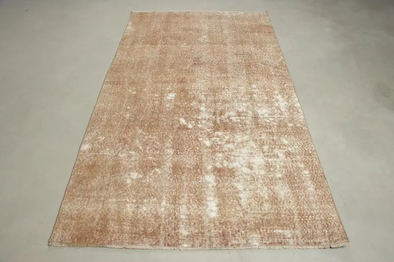 Türkischer Vintage-Teppich, 4,2 x 7,5 Fuß, brauner Oushak-Wollteppich - 1