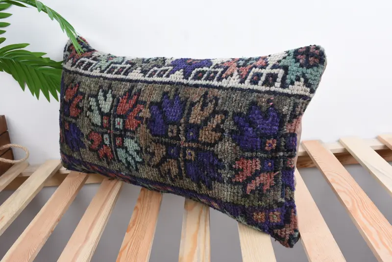 Pillow, Accent Throw Pillow Cover, Chair Pillow Case, Ethnical Kilim Rug Pillow, Pillow for Couch, Home Decor Pillow, 12x24 Red Cushion Cover - 5