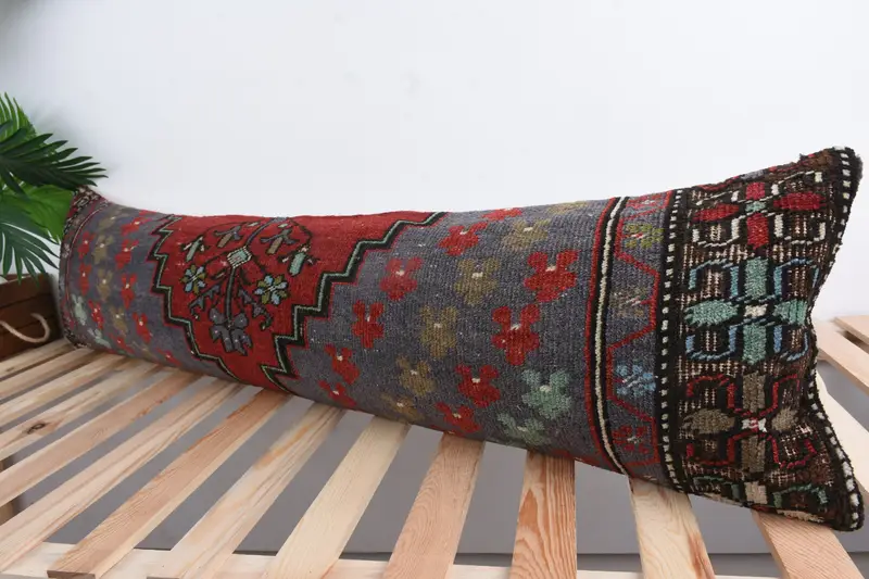 Vintage Pillow, 12x48 Red Cushion Cover, Pillow for Couch, Pillow, Personalized Gift Pillow Cushion, Vintage Kilim Pillow - 5