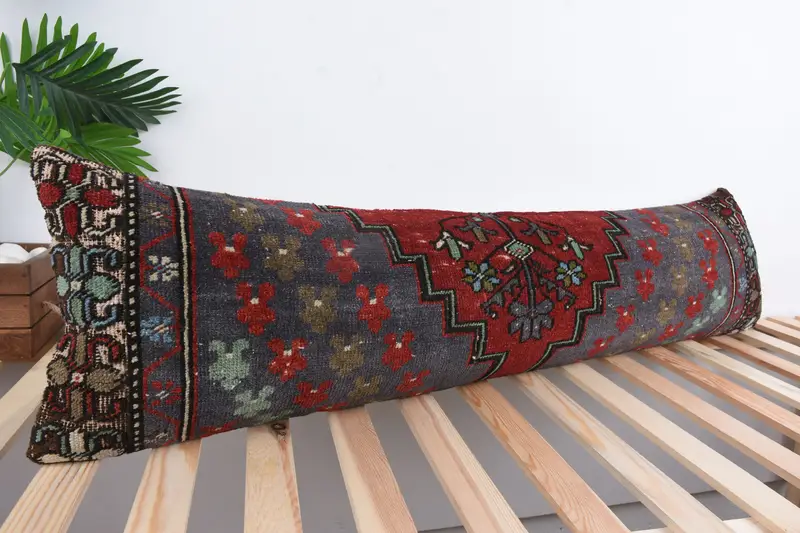 Vintage Pillow, 12x48 Red Cushion Cover, Pillow for Couch, Pillow, Personalized Gift Pillow Cushion, Vintage Kilim Pillow - 4