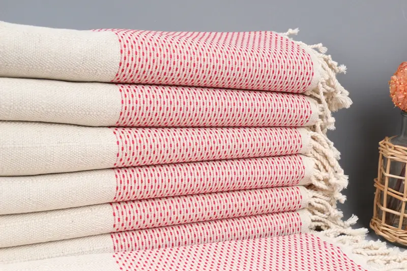 Beach Towel Monogrammed Turkish Cotton Red Linen, 40x71 Inches