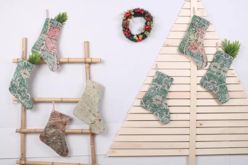 22 Inch Christmas Ornaments Pattern Stocking, Festive Holiday Stocking