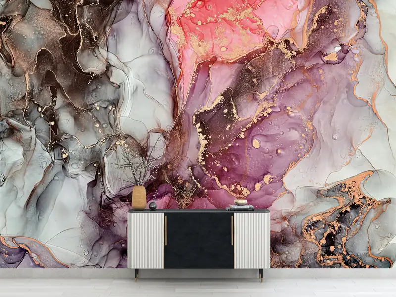 Sofistike Dekor için Zarif Baskılı Lüks Altın Mermer Duvar Kağıdı