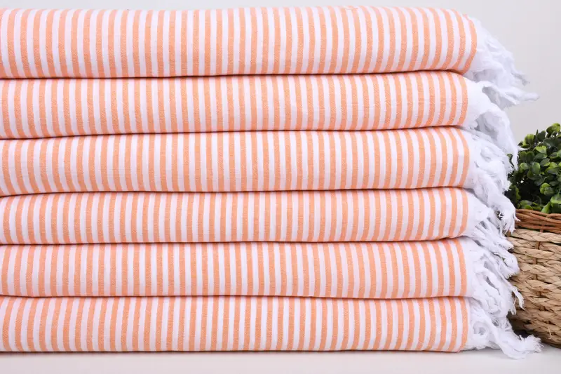 Organic Turkish towel, Custom Beach Towel, Bathroom Towel, Embroidered Beach Towel, Peshtemal Towel USA, Organic towel, 68x36 Cotton Striped Towel - 2